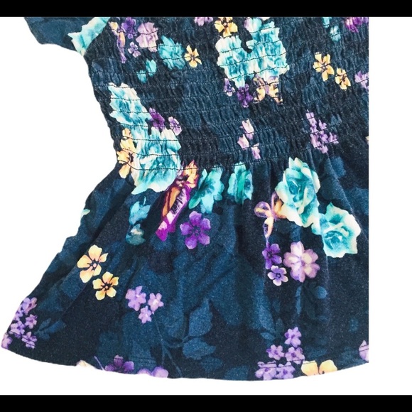 JUSTICE Off Shoulder Top/Blouse With Scalloped Trim & Ruched Waist Blue Girls 8Y - Picture 5 of 12